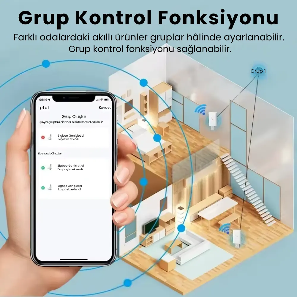 tuya zigbee sinyal genişletici grup kontrol fonksiyonu ile zigbee cihaz yönetimi