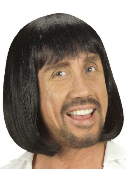 Siyah renk kısa Ortaçağ erkek peruğu