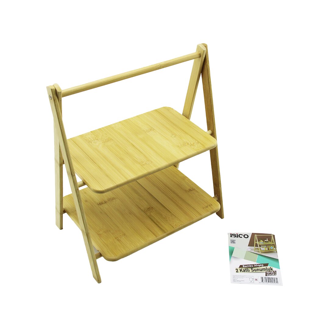 ANKAVERSE® Stand - Ayaklı 2 Katlı Bambu Servis Sunum Tahtası