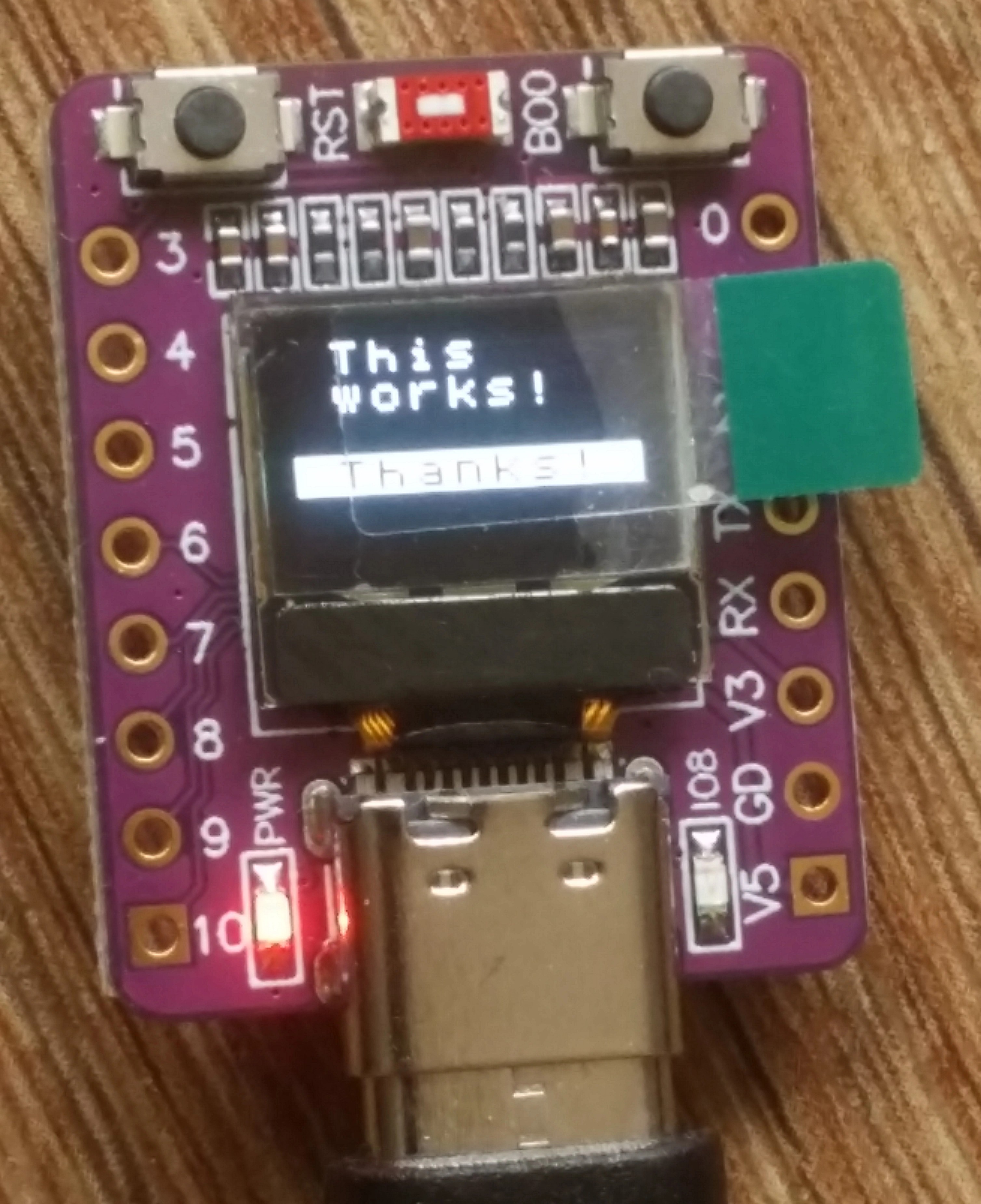 ESP32-C3 SuperMini OLED ekran test görseli