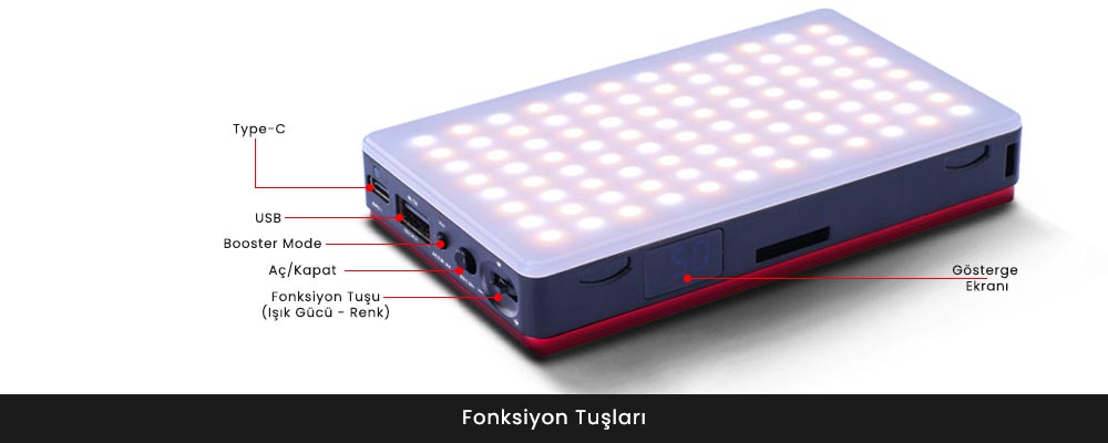 Gdx VLOG - K2 BiColor Led Video Işığı, Video Konferans Işığı, USB 96 LED Video Işığı Çift Renkli Fotoğrafçılık Taşınabilir Aydınlatma Kiti Masaüstü/Düşük Açılı Çekim için 3300mAh/Akıllı Telefonda YouTube/Gimbal/DSLR/Selfie Çubuğu 