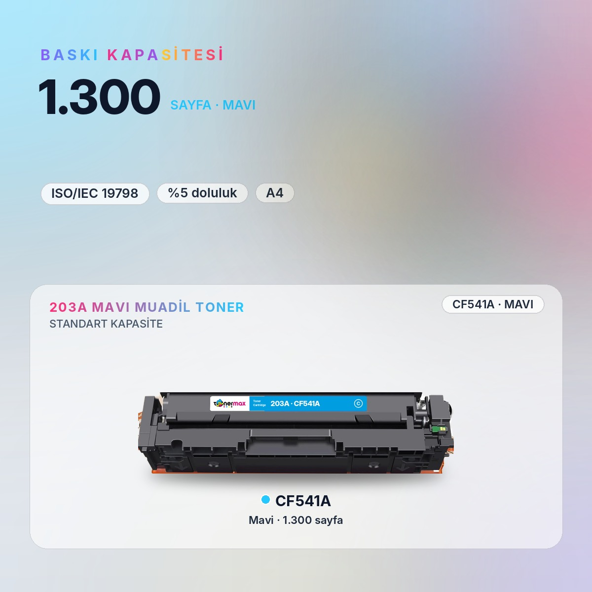 CF541A Mavi Muadil Toner baskı kapasitesi