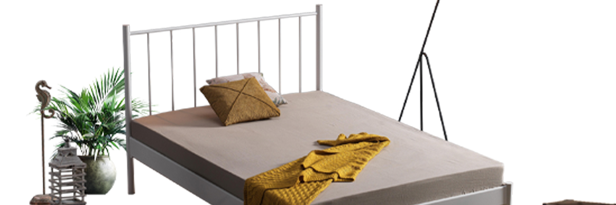 falez-st çift kişilik ferforje metal karyola-beyaz