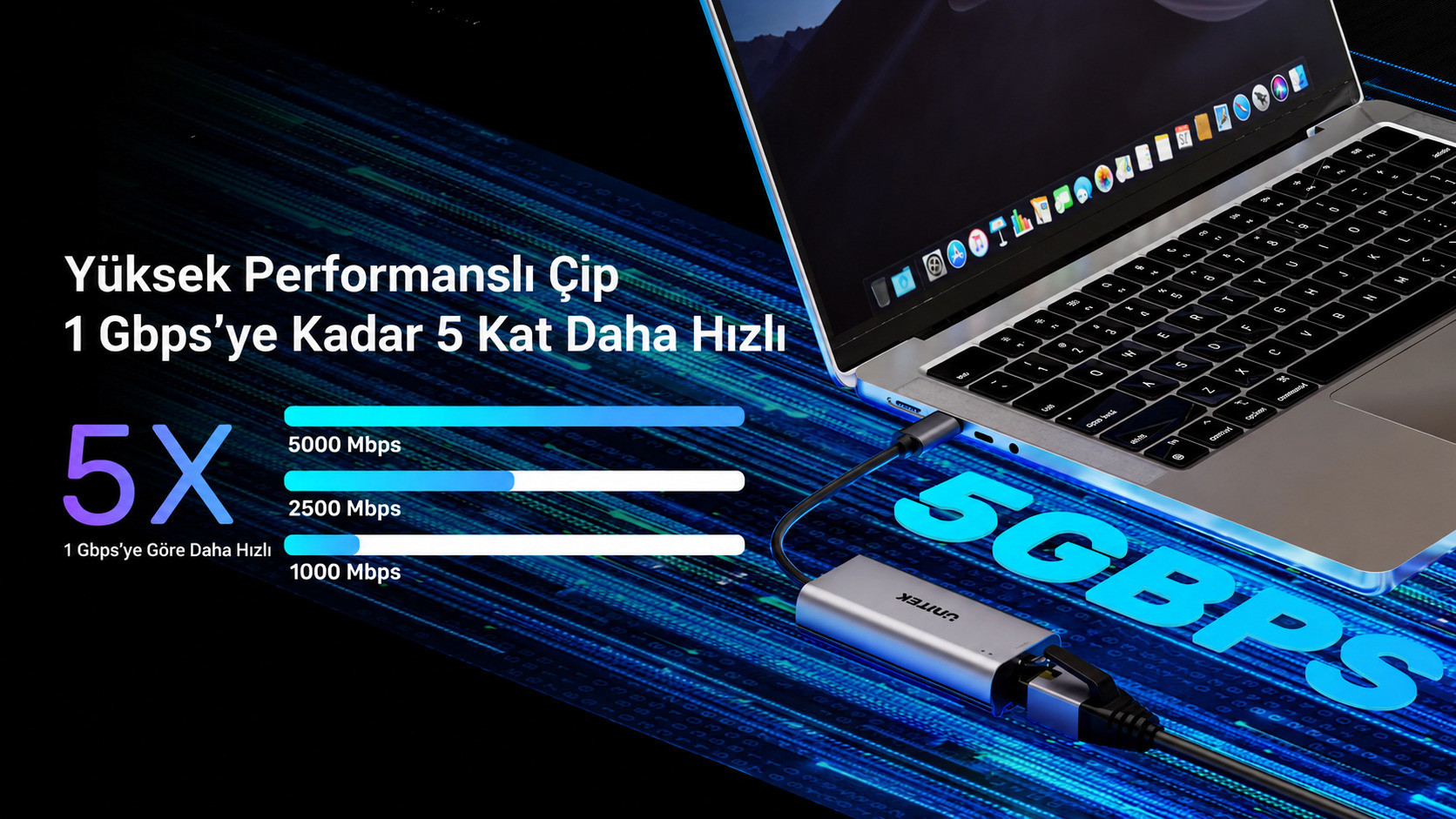 Unitek USB Type-C - 5Gbps Ethernet Adaptörü 