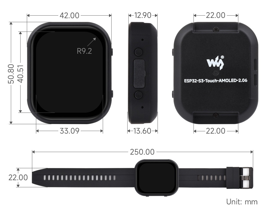 ESP32-S3-Touch-AMOLED-2.06-details-size