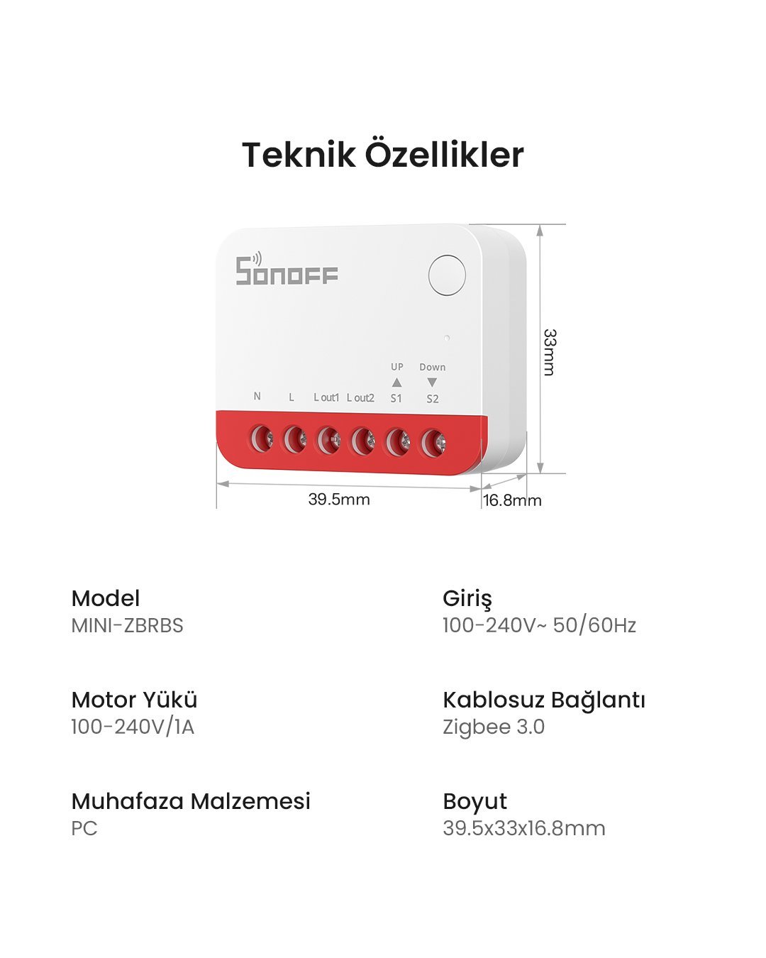 SONOFF Zigbee Mini-ZBRBS Akıllı Panjur Kontrol Rölesi
