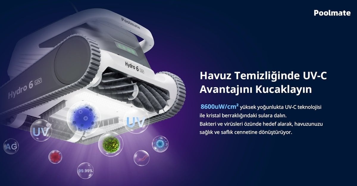 Poolmate Hydro6 UV havuz robotu UV dezenfeksiyon teknolojisi