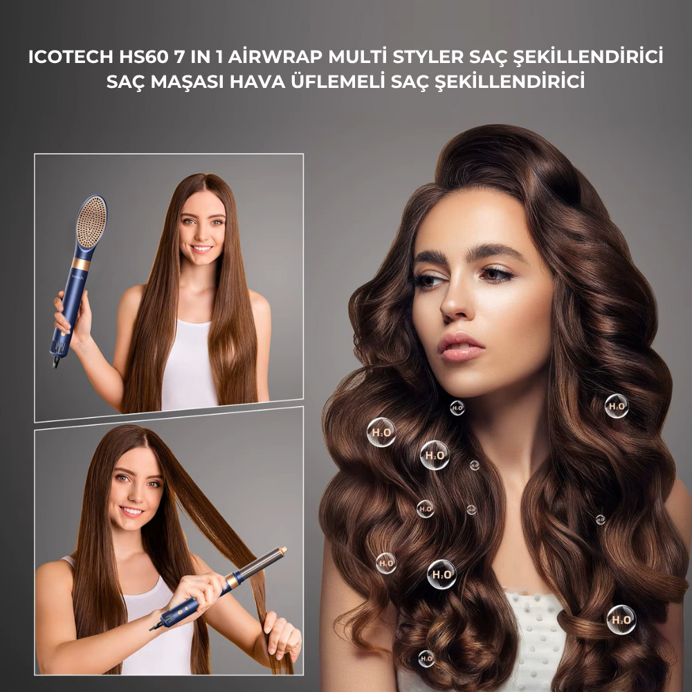 Icotech HS60 7 in 1 Airwrap Multi Styler Saç Şekillendirici (Mavi)