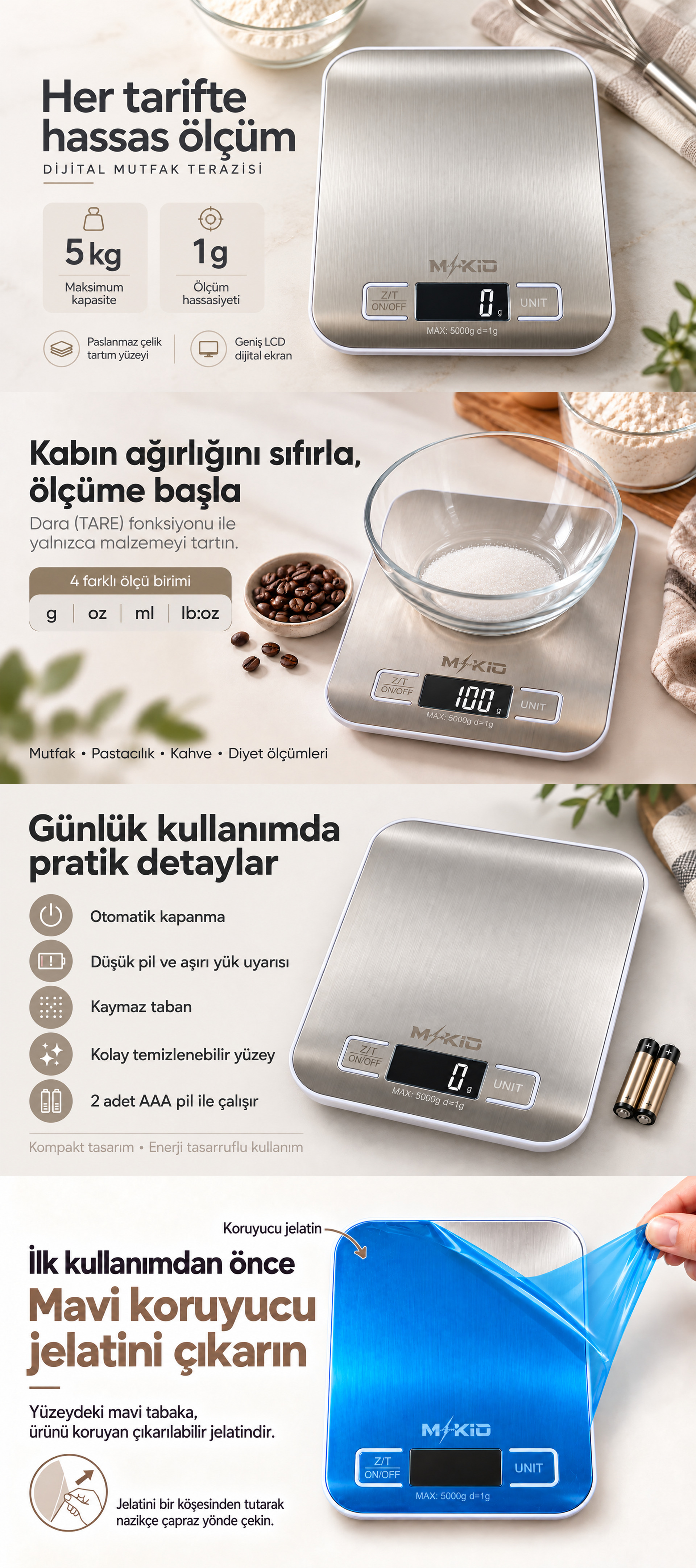 mkio mt101 dijital mutfak tartısı ürün özellikleri ve kullanım bilgileri