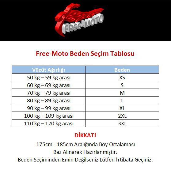 Free-Moto Beden Seçim Tablosu