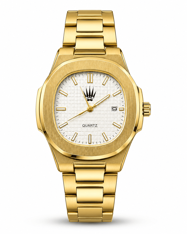 Wolf Gold White saatin önden kasa ve çelik kordon görünümü