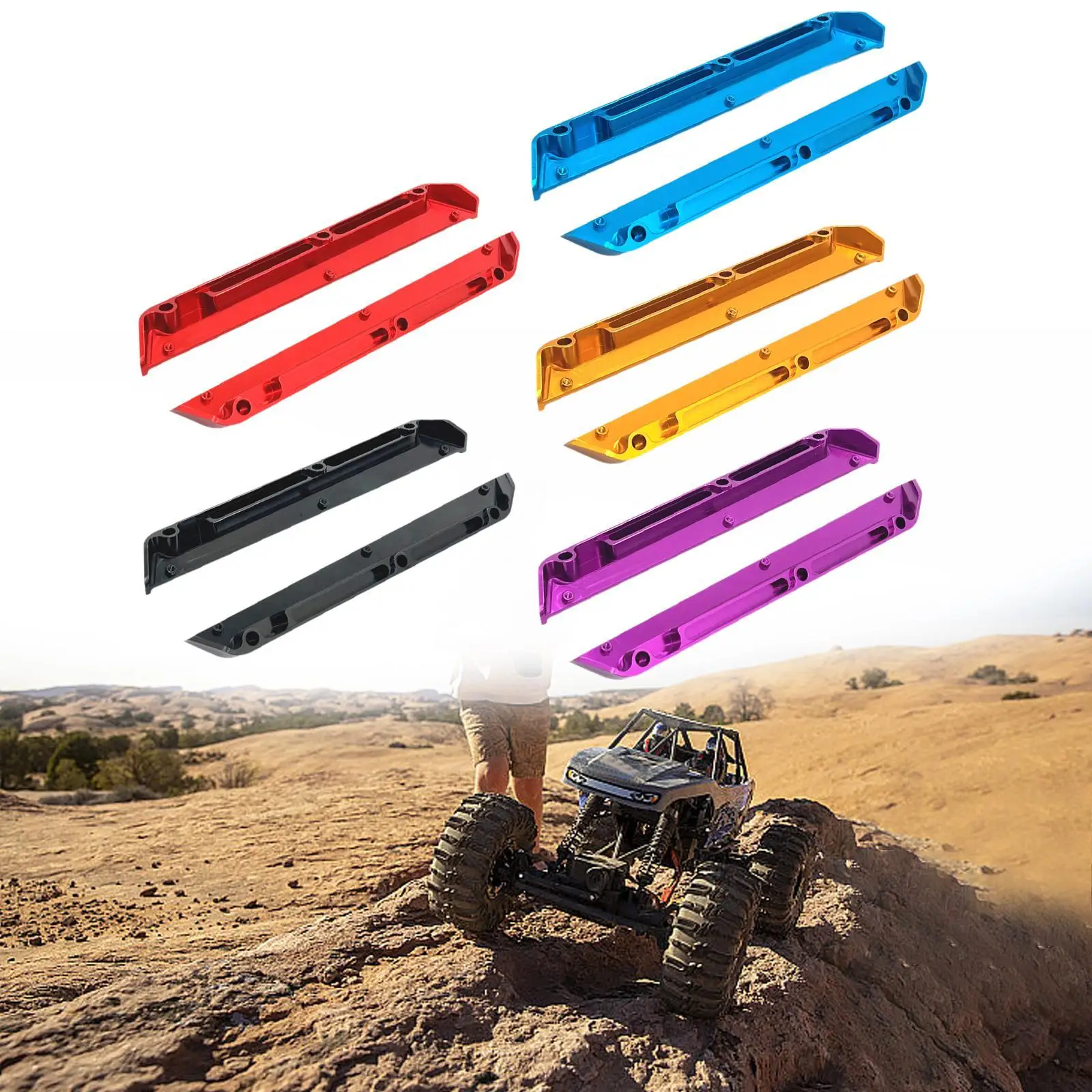 2pcs 1/12 Aluminum Alloy RC Car Chis Mud Flaps DIY Accessories, Replacement Side Tie Rods for Wltoys 124016 124018