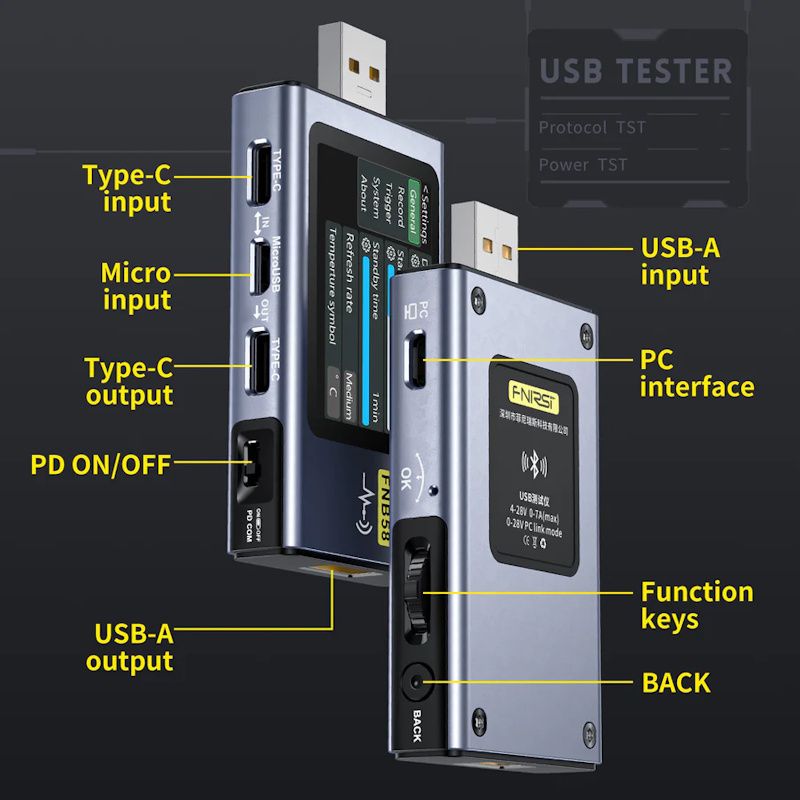 Fnirsi FNB-58-BT USB Test Cihazı (Bluetooth)