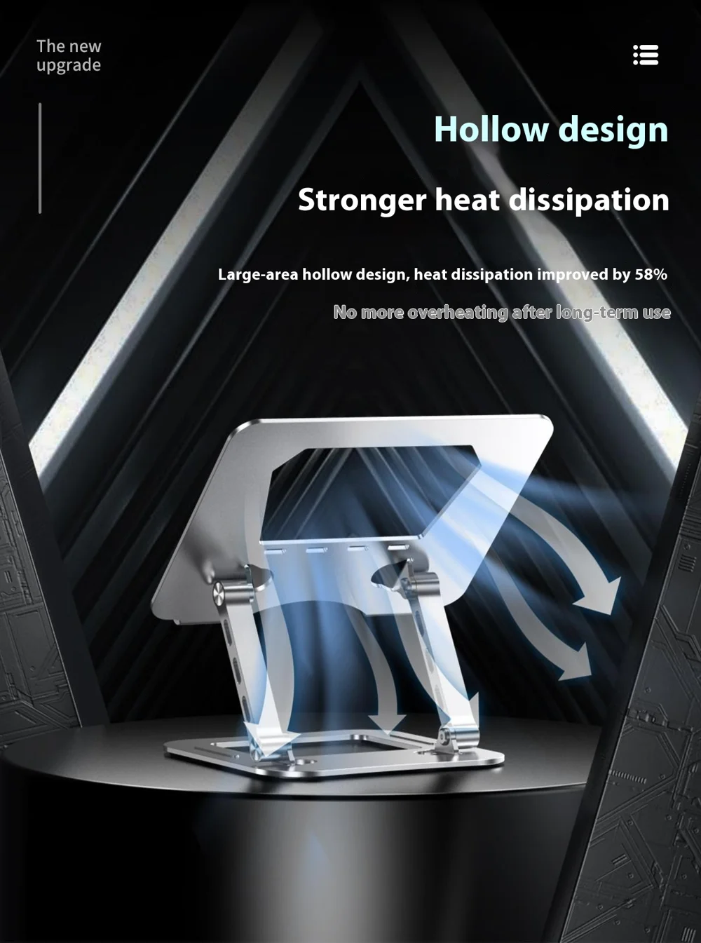 J22 17.3 Inch Laptop Stand Metal Base Heat Dissipation Adjustable Height Nano Steel Notebook Folding Holder Riser - Silver 2