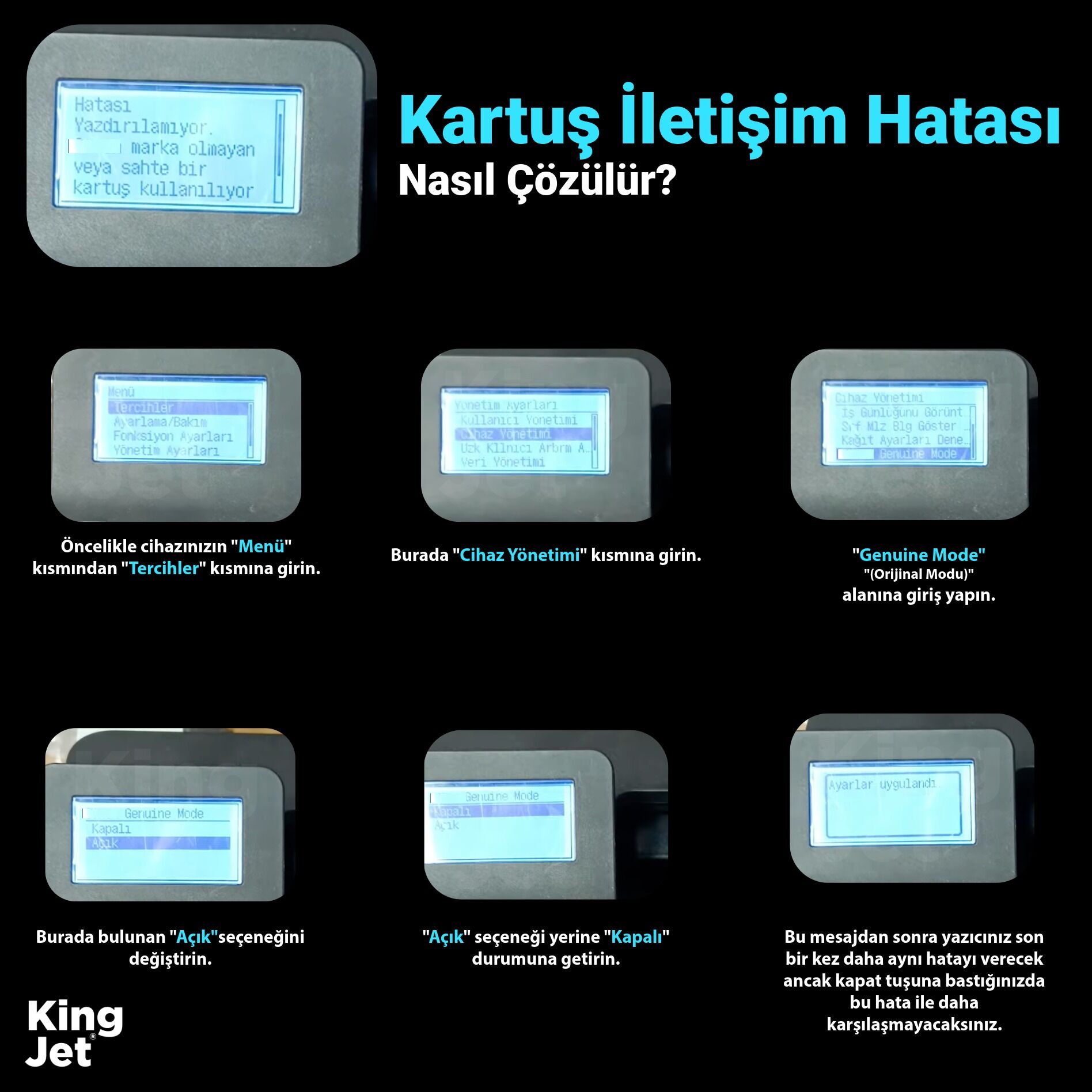 Orijinal Modu Kapatma Adımları
