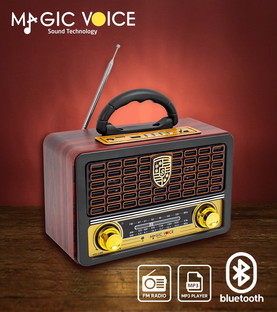 MagicVoice MV-110BT USB – SD – FM - Destekli Nostaljik Radyo
