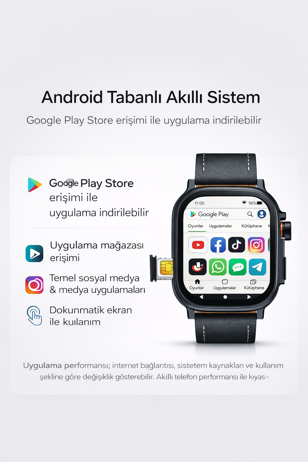 Android tabanlı sistem ve uygulama indirilebilir akıllı saat