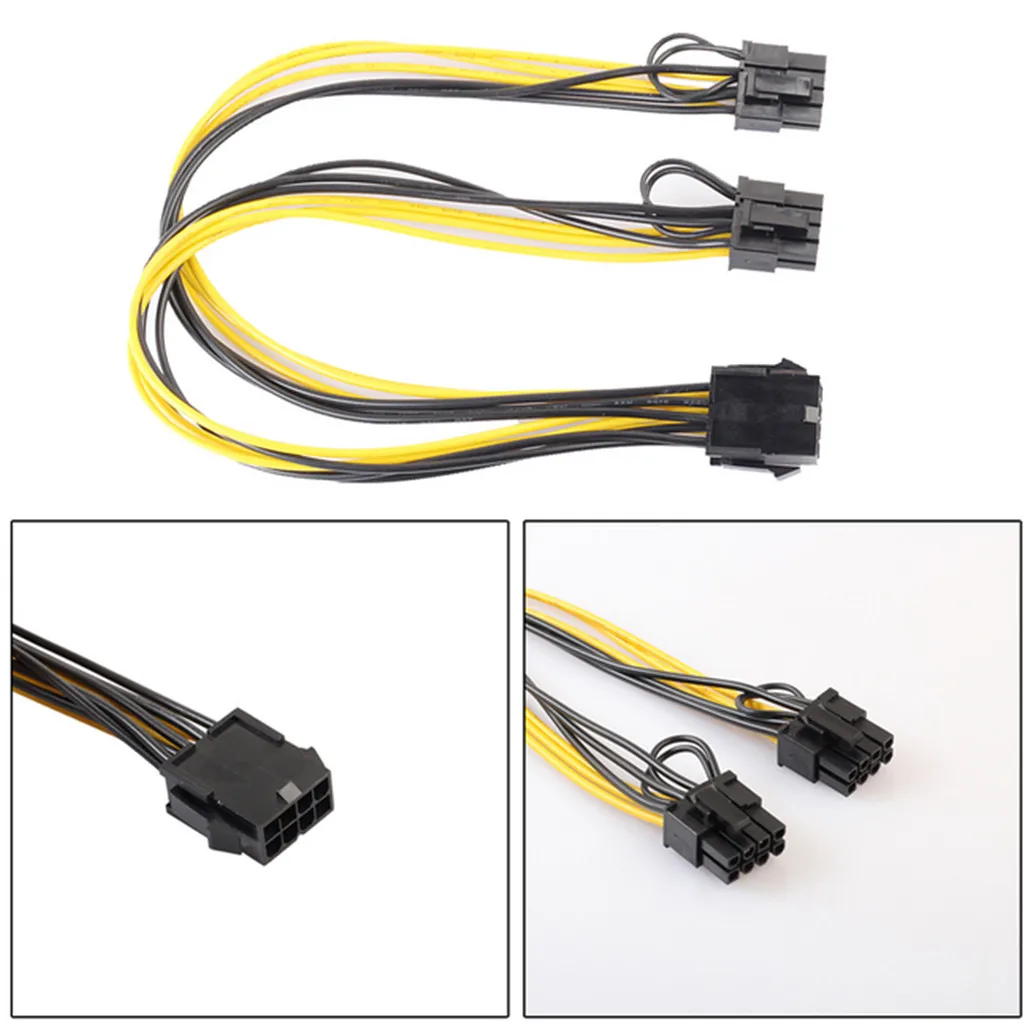 8 Pin Female to Dual 2x 8 Pin (6+2) Female PCI Express Power Adapter Cable for Graphics Video Card 30cm