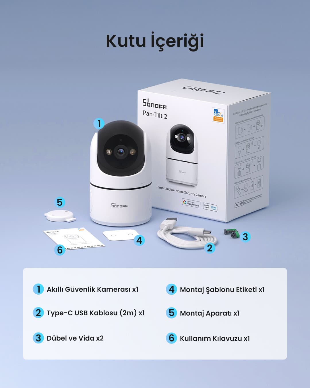 SONOFF CAM Pan-Tilt 2 Akıllı Kamera 360° Derece Hareketli