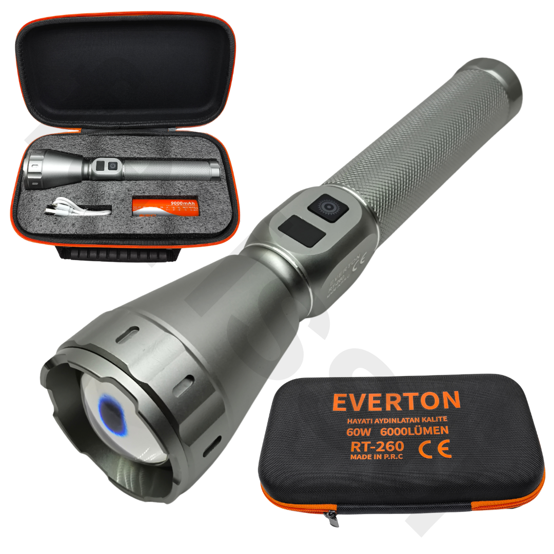 farissu Everton RT-260 60W 6000 Lümen Ultra Güçlü Şarjlı El Fiyatı