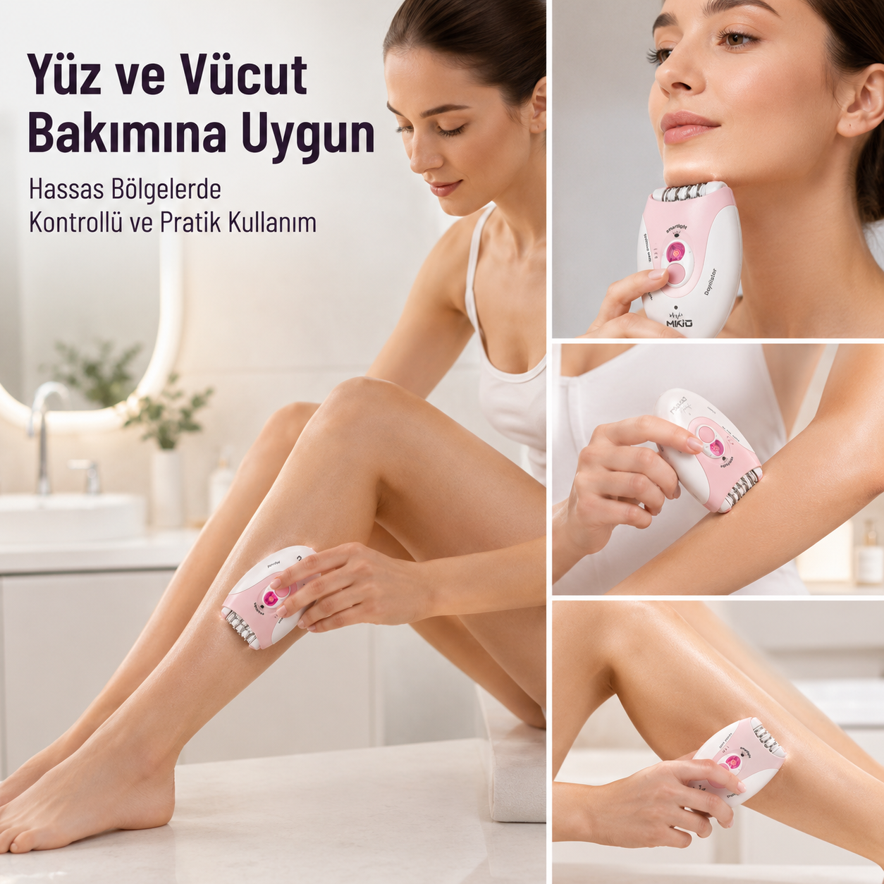 MKİO epilatör yüz ve vücut kullanım alanları