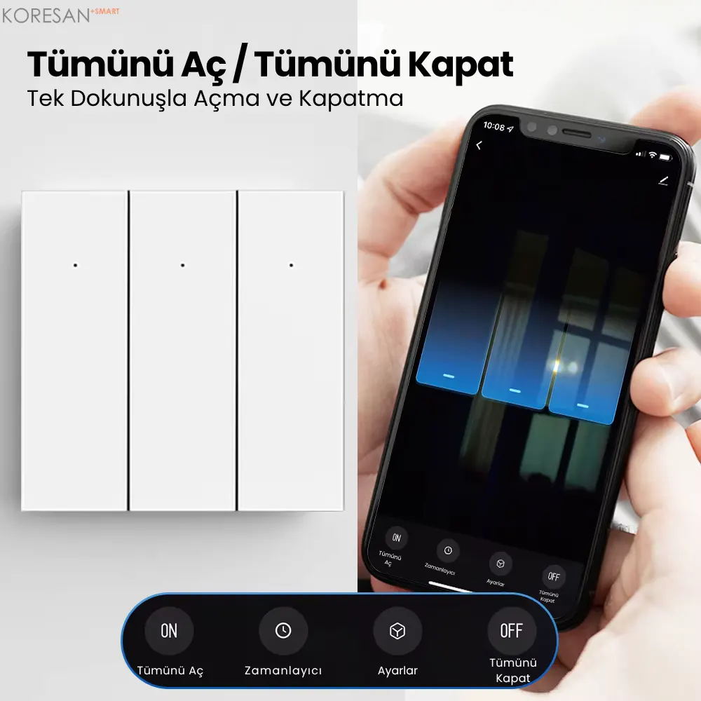 Tuya Zigbee Akıllı Duvar Anahtarı Siyah 1/2/3 Tuşlu Nötrlü ve Nötrsüz tümünü açma kapatma