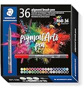 STAEDTLER 371 C36 Pigment Arts Fırça Kalemi, Çeşitli Temel Renkler (36'lı Paket)