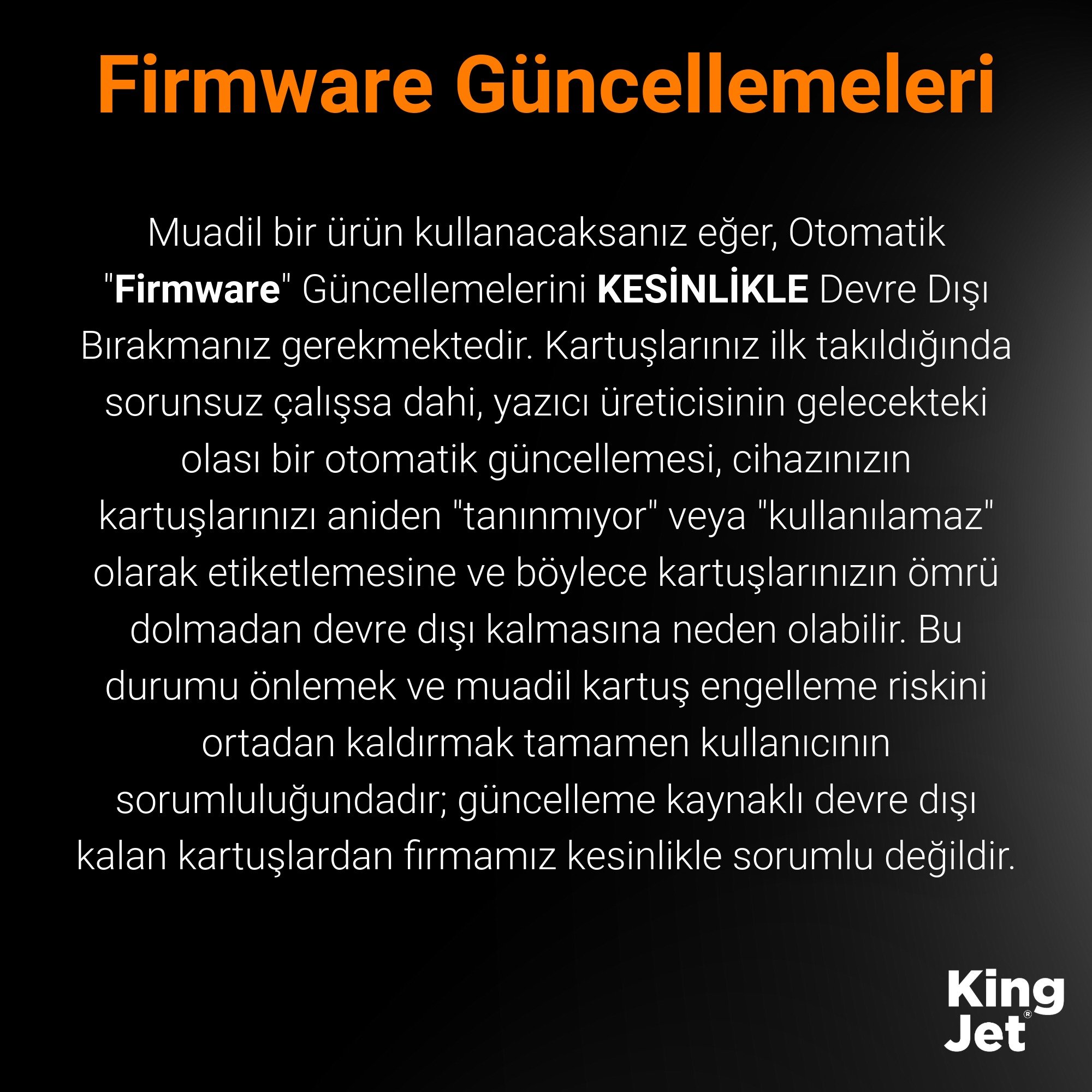 Kartuş Kurulum ve Kullanım Uyarısı Görseli