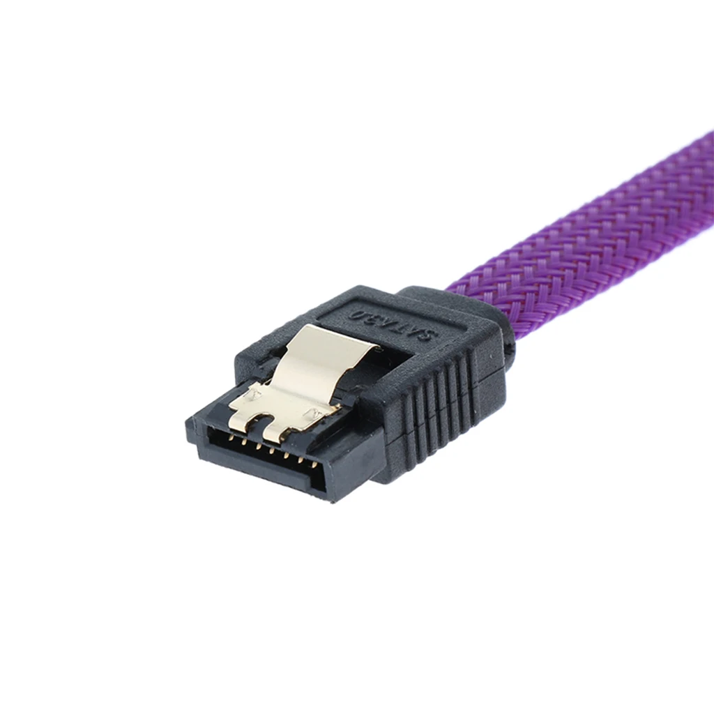7Pin SATA 3.0 Data Drive Cable with Locking Latch 500mm Straight to Right Angle Hard Drive Cord Lead