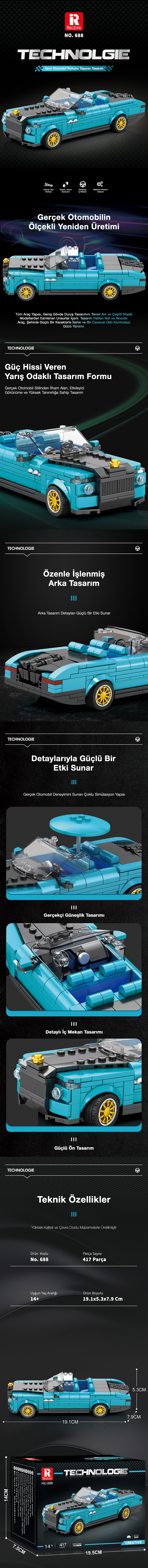 Reobrix Tourer Car Rolls Royce Boat Tail 688 Brick Yapım Seti