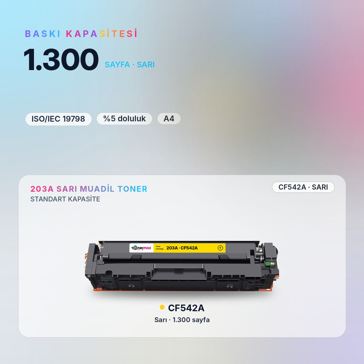 CF542A Sarı Muadil Toner baskı kapasitesi