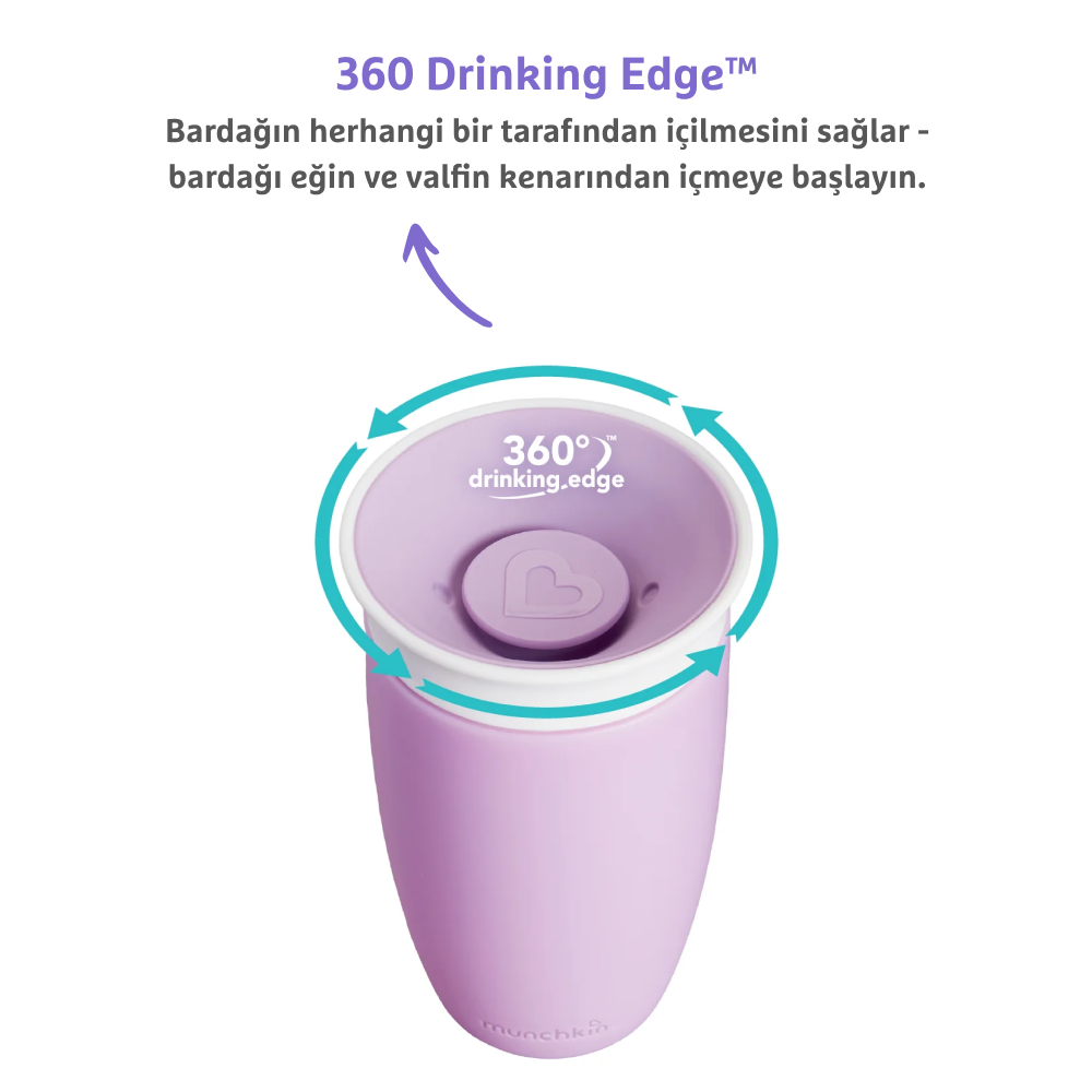 Munchkin Mucize 360° Alıştırma Bardağı, 12AY+, 296 ml Mor görsel