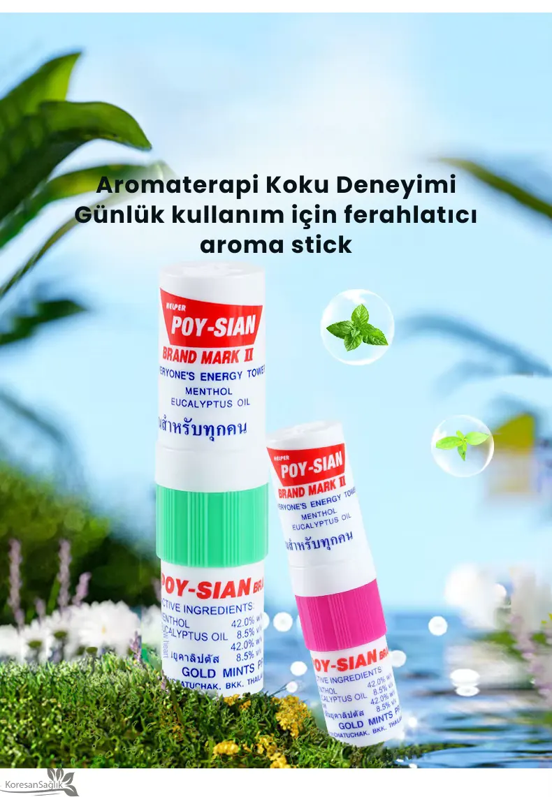 Poy-Sian Çift Uçlu Aromaterapi Inhaler – Nane & Mentol Koku Yağı