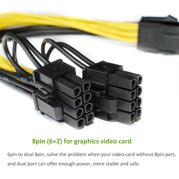 Cable PCI-E PCIE 6p to 2 Port Dual 8pin 6+2p (7)