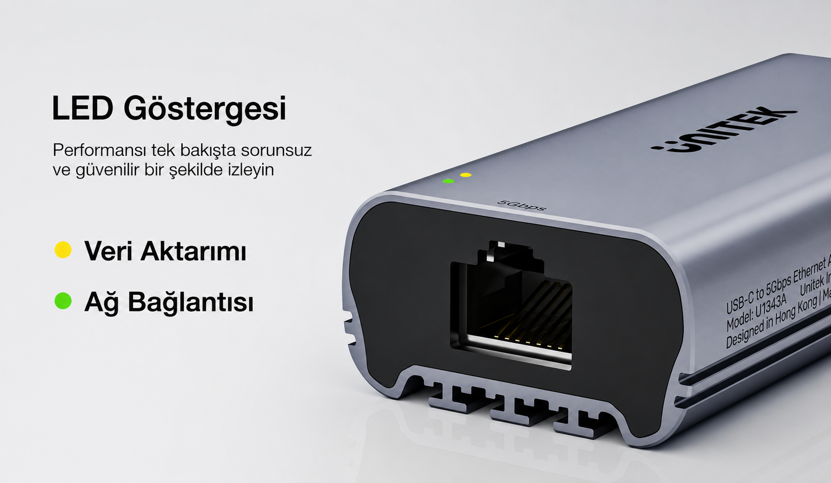 Unitek USB Type-C - 5Gbps Ethernet Adaptörü 