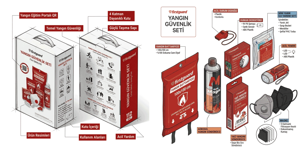 Firstguard Yangın Güvenlik Seti İçeriği İnfografik