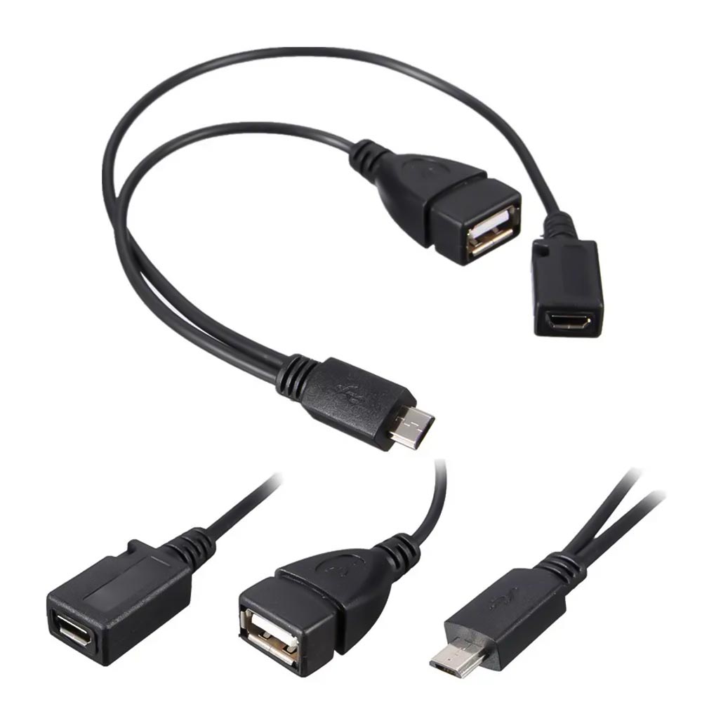 Powermaster USB Dişi Micro USB Erkek Dişi Y OTG Kablo 20 Cm
