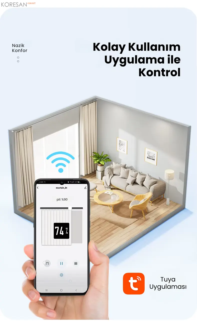 KPM01 Tuya Bluetooth Akıllı Perde Motoru mobil uygulama kontrolü