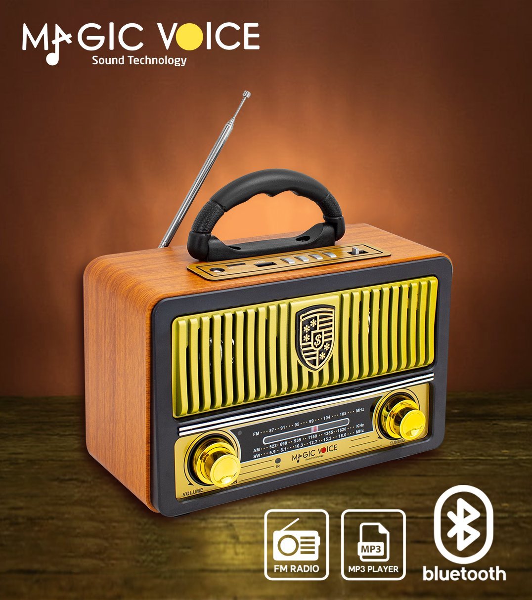 MagicVoice MV-112BT USB - SD - FM - Destekli Nostaljik Radyo