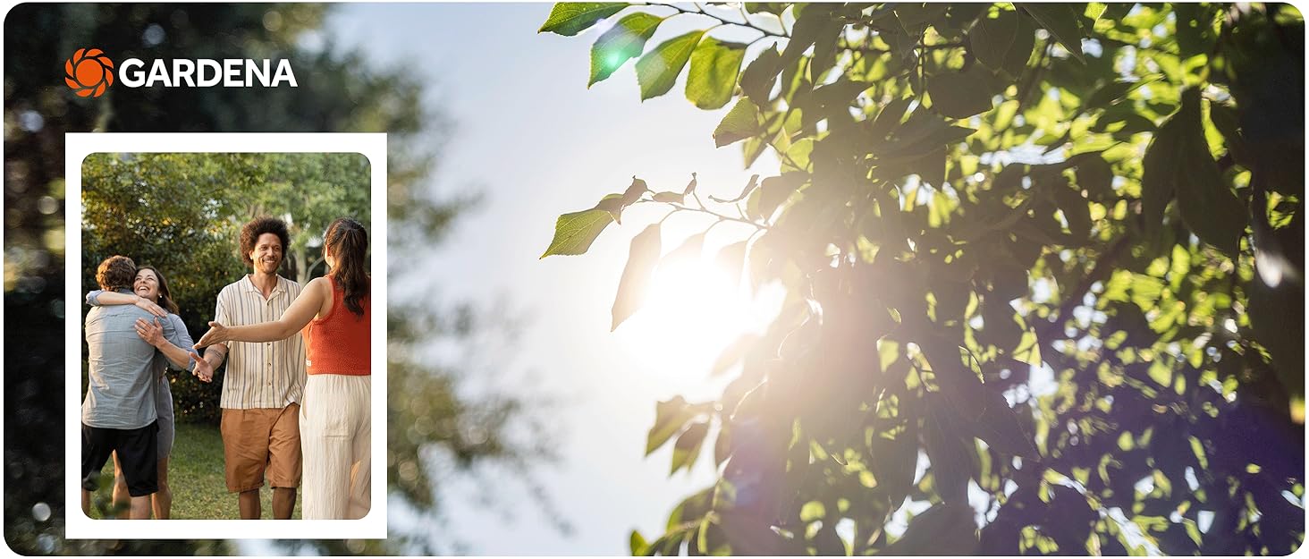 Açık havada güneş ışığı alan fotoğraf sahnesi, ağaç yapraklarından düşer ve sıcak, arkadan aydınlatmalı bir efekt oluşturur.