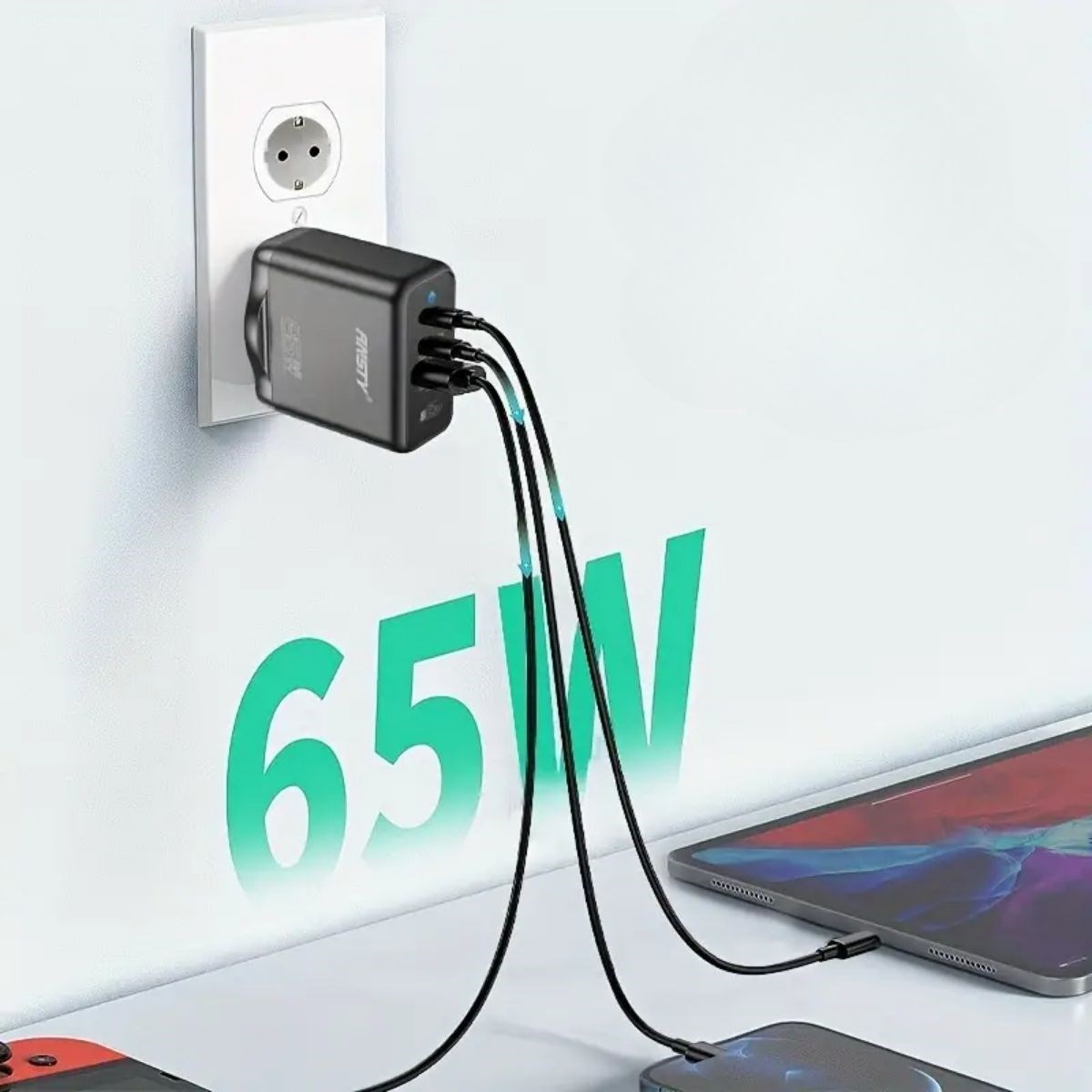 ANKAVERSE® 65W Hızlı Şarj Edebilen TYPE C uçlu Şarj Aleti - Görünüm 3