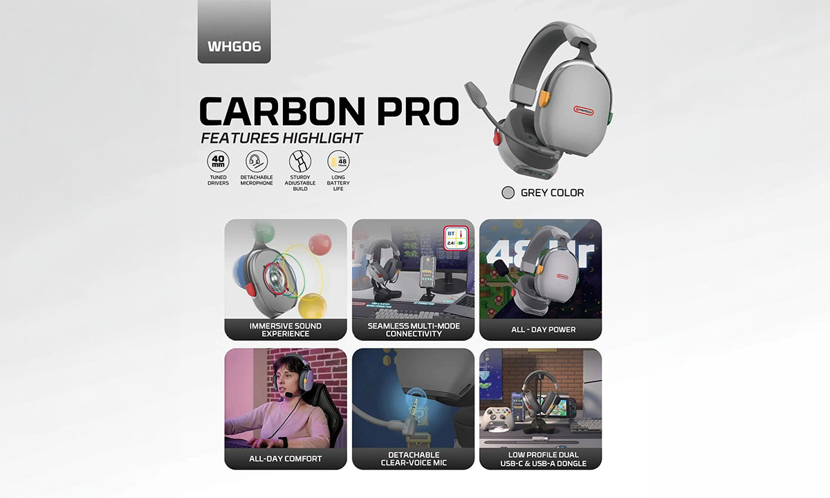 Carbon Pro WHG06 Gri Kablosuz Gaming Kulaklık