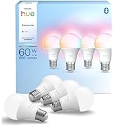 Philips Hue Essential Smart LED A60 (4'lü Paket), Renkli ve Beyaz Akıllı Ampul...