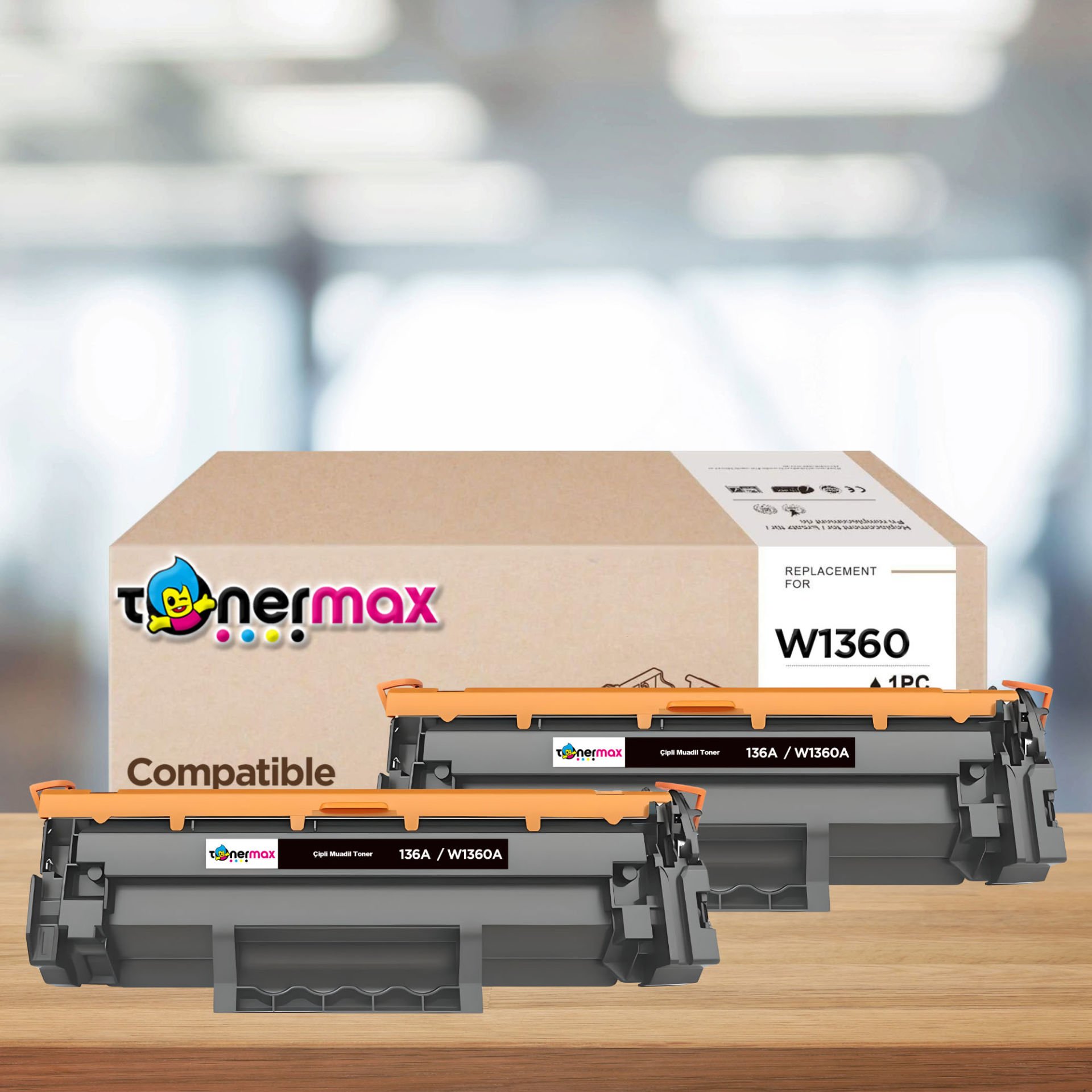 hp 136a-w1360a muadil toner - çipli 2'li paket