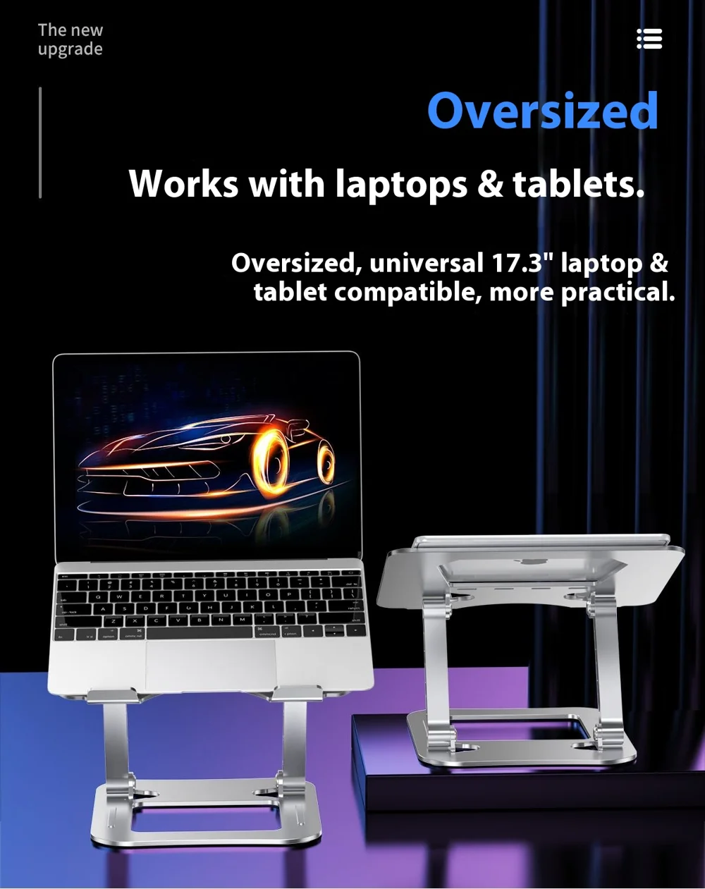 J22 17.3 Inch Laptop Stand Metal Base Heat Dissipation Adjustable Height Nano Steel Notebook Folding Holder Riser - Silver 11