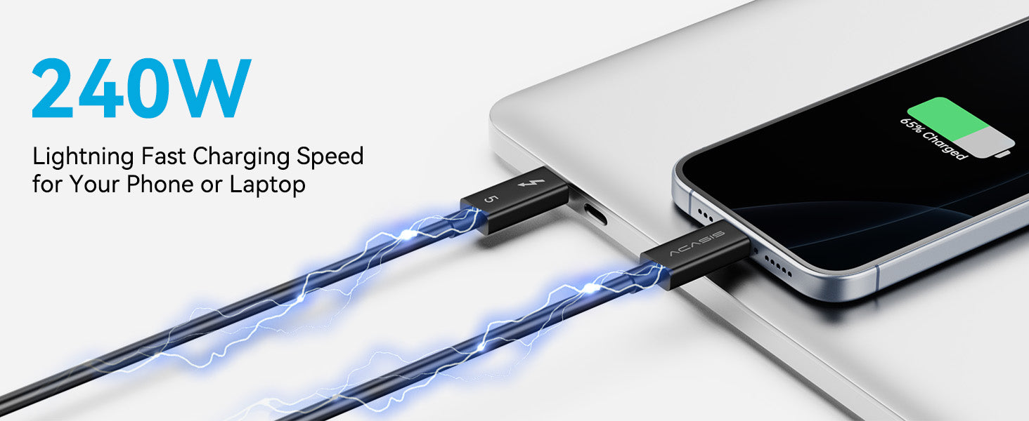 Acasis 80Gbps Thunderbolt 5 Kablosu 120Gbps'ye Kadar Bant Genişliği Artışı ve 240W Şarj