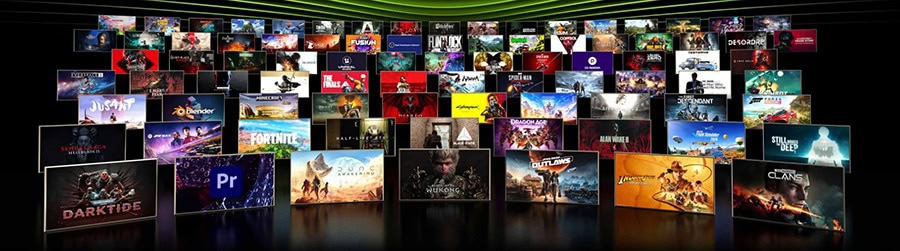 Laptop ekranlarında çeşitli oyunların ve dijital içeriklerin yer aldığı renkli ve yüksek çözünürlüklü görsel.