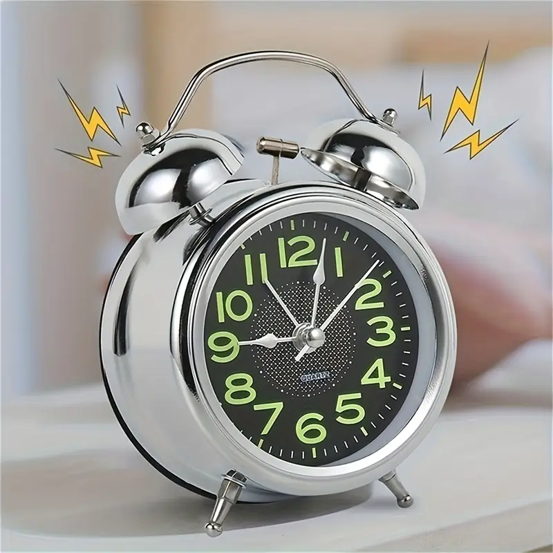 1 adet 4 inç metal süper yüksek sesli alarm saati gece lambası ile, ev dekorasyonu, yatak odası, oturma odası, ofis, gece lambası sessiz alarm saati ağır uyuyanlar/yaşlılar/öğrenciler için uygun, sezon dönüşü, için noel hediyesi ayrıntılar 0