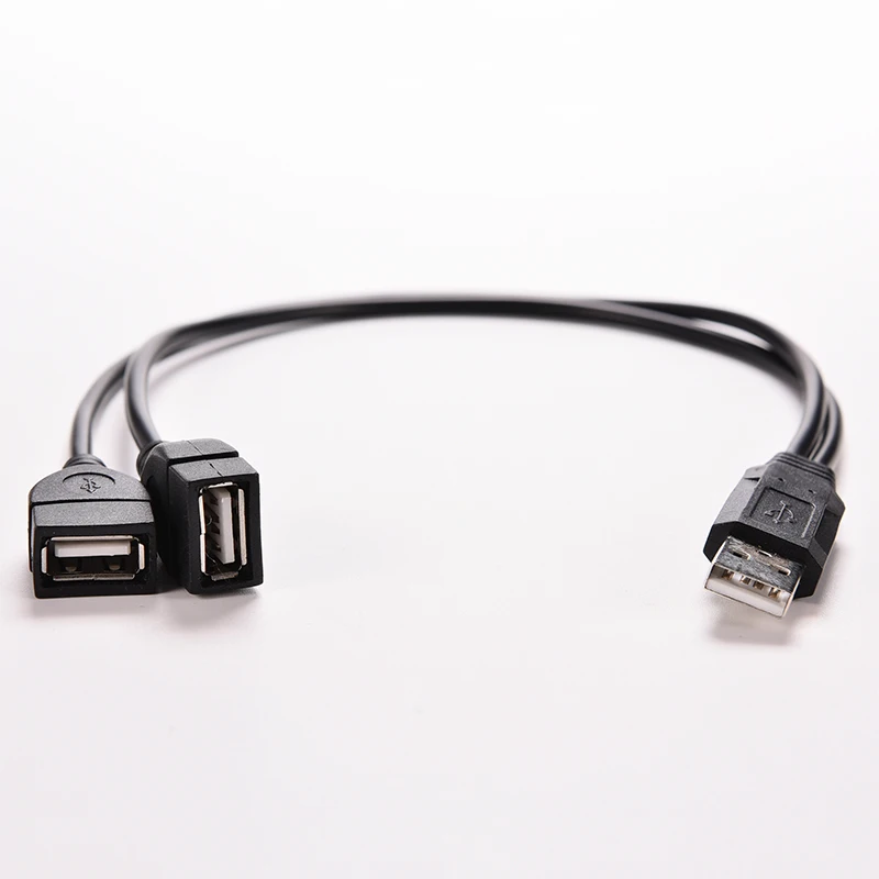 1PC USB 2.0 A 1 Male to 2 Dual USB Female Data Hub Power Cable Adapter Y Splitter USB Charging Power Cable Cord Extension Cable