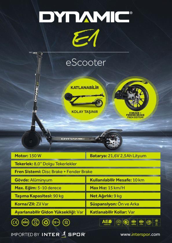 Dynamic E1 E-Scooter - Elektrikli Scooter